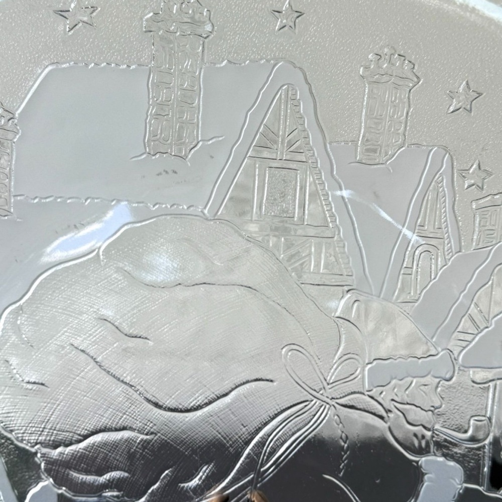 Neiman Marcus Vintage Clear Glass Christmas Platter Santa Village PRICE DROP - Picture 2 of 4